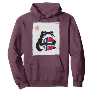 Grumpy Frog Norway Soccer Fan Hoodie Japanese Style Match Day TS12 Maroon Print Your Wear