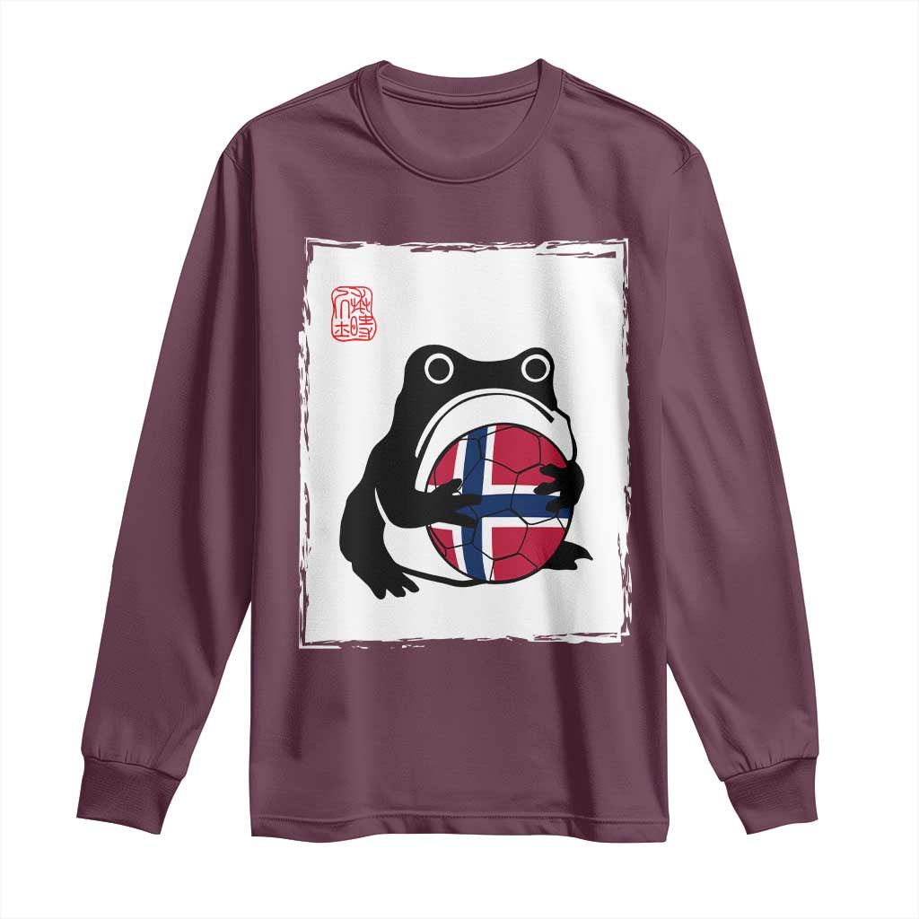 Grumpy Frog Norway Soccer Fan Long Sleeve Shirt Japanese Style Match Day TS12 Maroon Print Your Wear