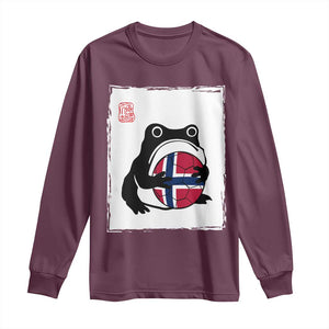 Grumpy Frog Norway Soccer Fan Long Sleeve Shirt Japanese Style Match Day TS12 Maroon Print Your Wear