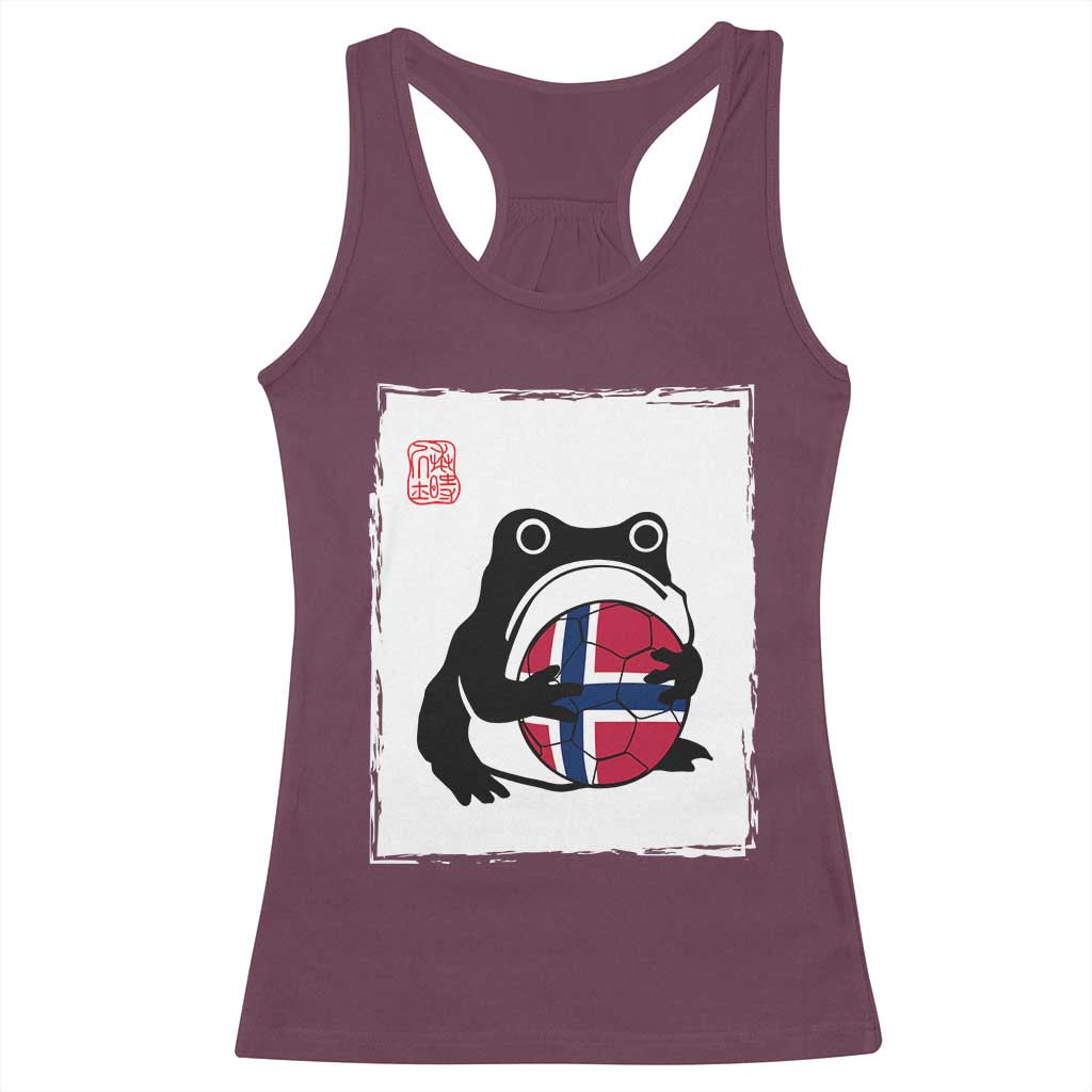 Grumpy Frog Norway Soccer Fan Racerback Tank Top Japanese Style Match Day TS12 Maroon Print Your Wear