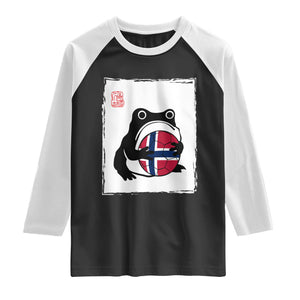 Grumpy Frog Norway Soccer Fan Raglan Shirt Japanese Style Match Day TS12 Black White Print Your Wear