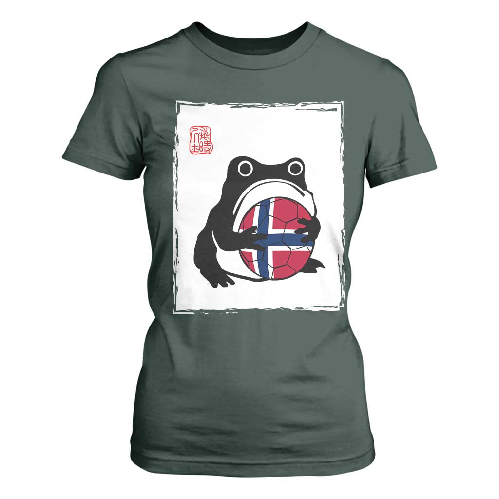 Grumpy Frog Norway Soccer Fan T Shirt For Women Japanese Style Match Day TS12 Dark Forest Green Print Your Wear