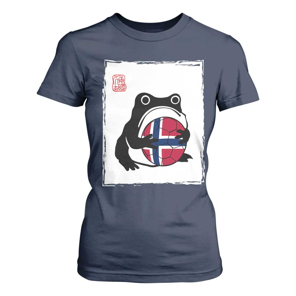 Grumpy Frog Norway Soccer Fan T Shirt For Women Japanese Style Match Day TS12 Navy Print Your Wear