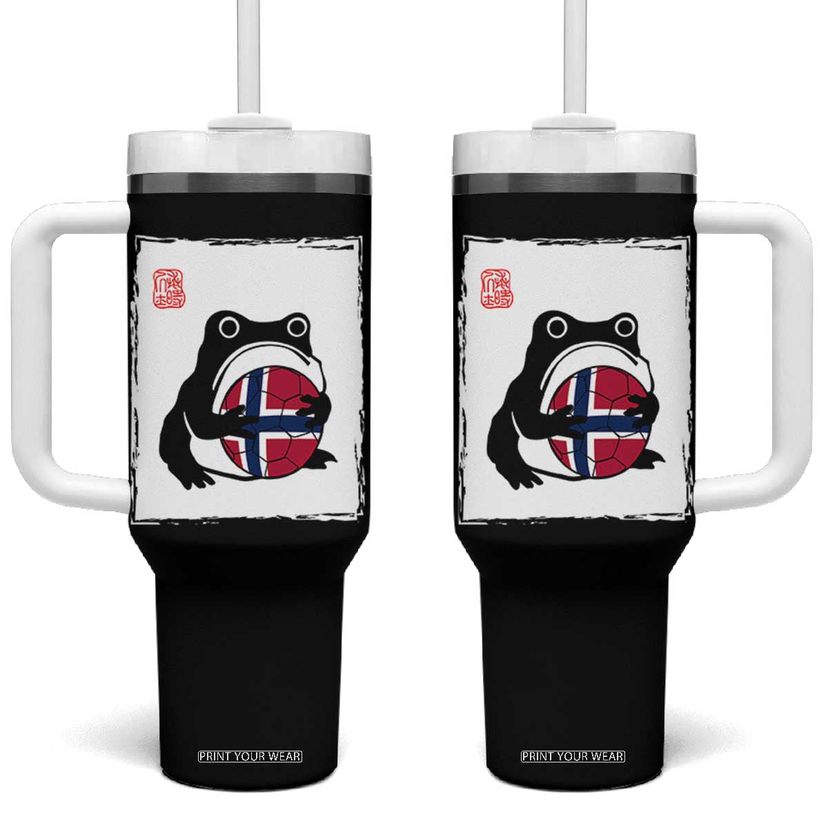 Grumpy Frog Norway Soccer Fan Tumbler With Handle Japanese Style Match Day TS12 One Size: 40 oz Black Print Your Wear