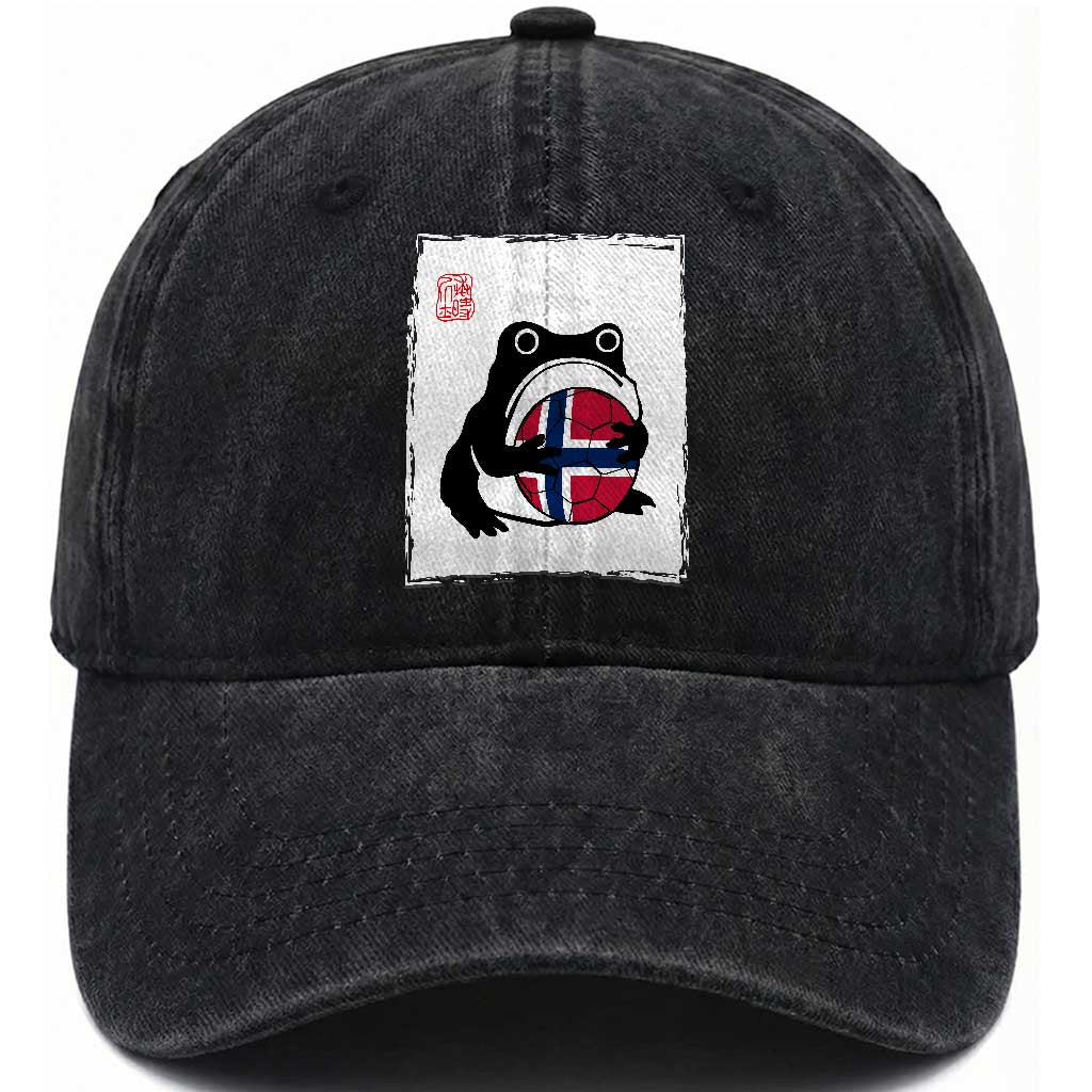 Grumpy Frog Norway Soccer Fan Washed Cotton Baseball Cap Japanese Style Match Day TS12 Print Your Wear