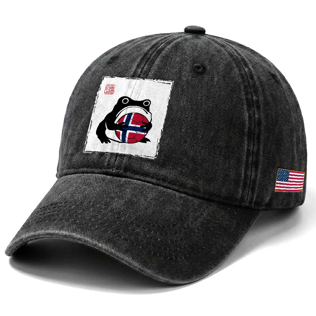 Grumpy Frog Norway Soccer Fan Washed Cotton Baseball Cap Japanese Style Match Day TS12 Print Your Wear