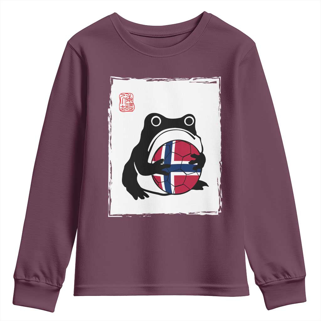 Grumpy Frog Norway Soccer Fan Youth Sweatshirt Japanese Style Match Day TS12 Maroon Print Your Wear