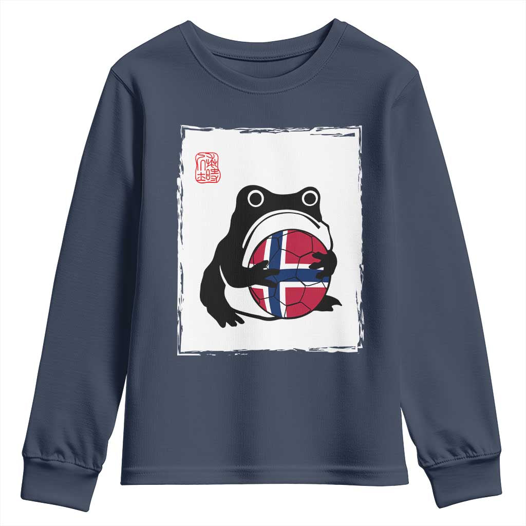 Grumpy Frog Norway Soccer Fan Youth Sweatshirt Japanese Style Match Day TS12 Navy Print Your Wear