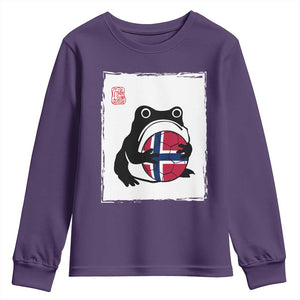 Grumpy Frog Norway Soccer Fan Youth Sweatshirt Japanese Style Match Day TS12 Purple Print Your Wear