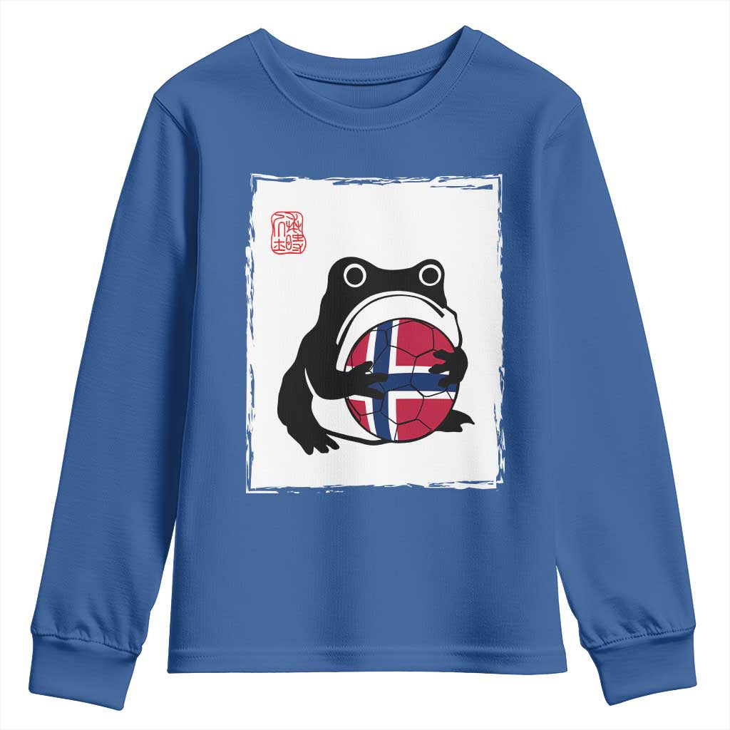 Grumpy Frog Norway Soccer Fan Youth Sweatshirt Japanese Style Match Day TS12 Royal Blue Print Your Wear
