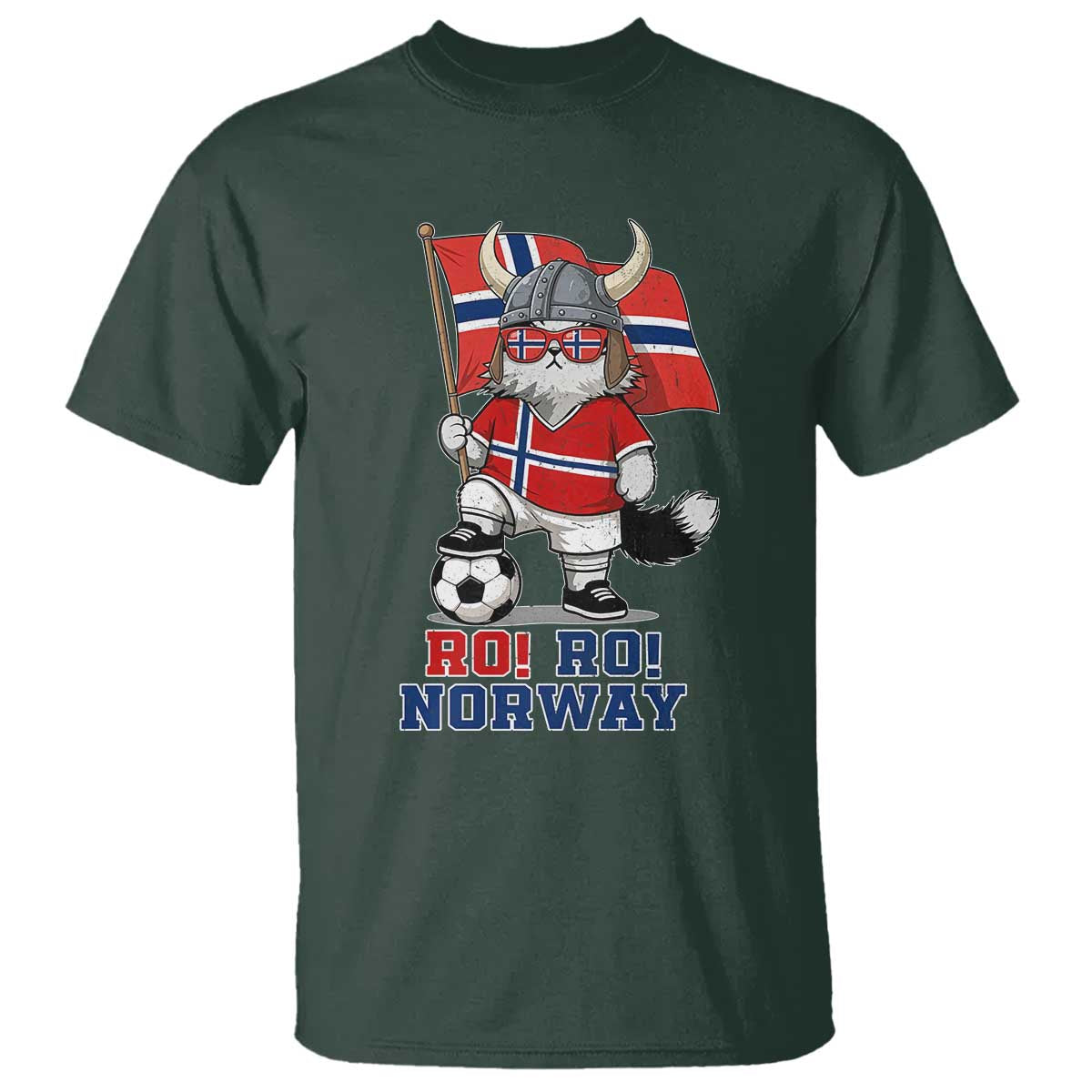 Ro Ro Norway T Shirt Norwegian Pride Cat Lover Norway Flag Gift TS12 Dark Forest Green Print Your Wear