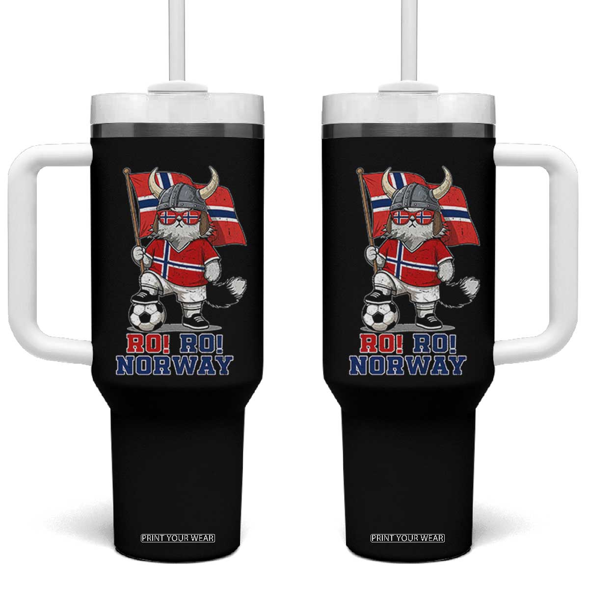 Ro Ro Norway Tumbler With Handle Norwegian Pride Cat Lover Norway Flag Gift TS12 One Size: 40 oz Black Print Your Wear