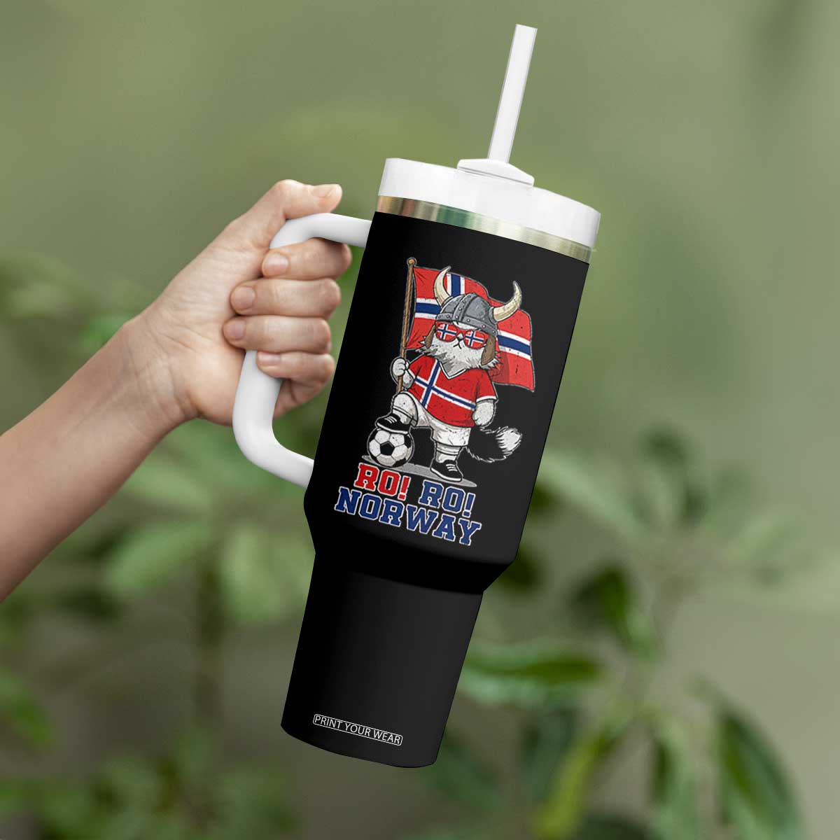 Ro Ro Norway Tumbler With Handle Norwegian Pride Cat Lover Norway Flag Gift TS12 Print Your Wear
