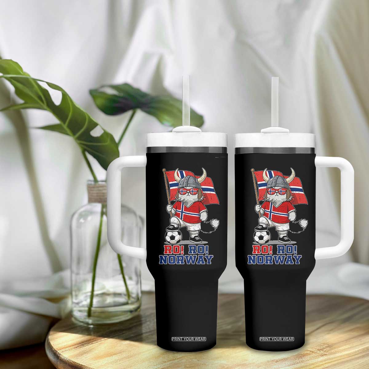 Ro Ro Norway Tumbler With Handle Norwegian Pride Cat Lover Norway Flag Gift TS12 Print Your Wear
