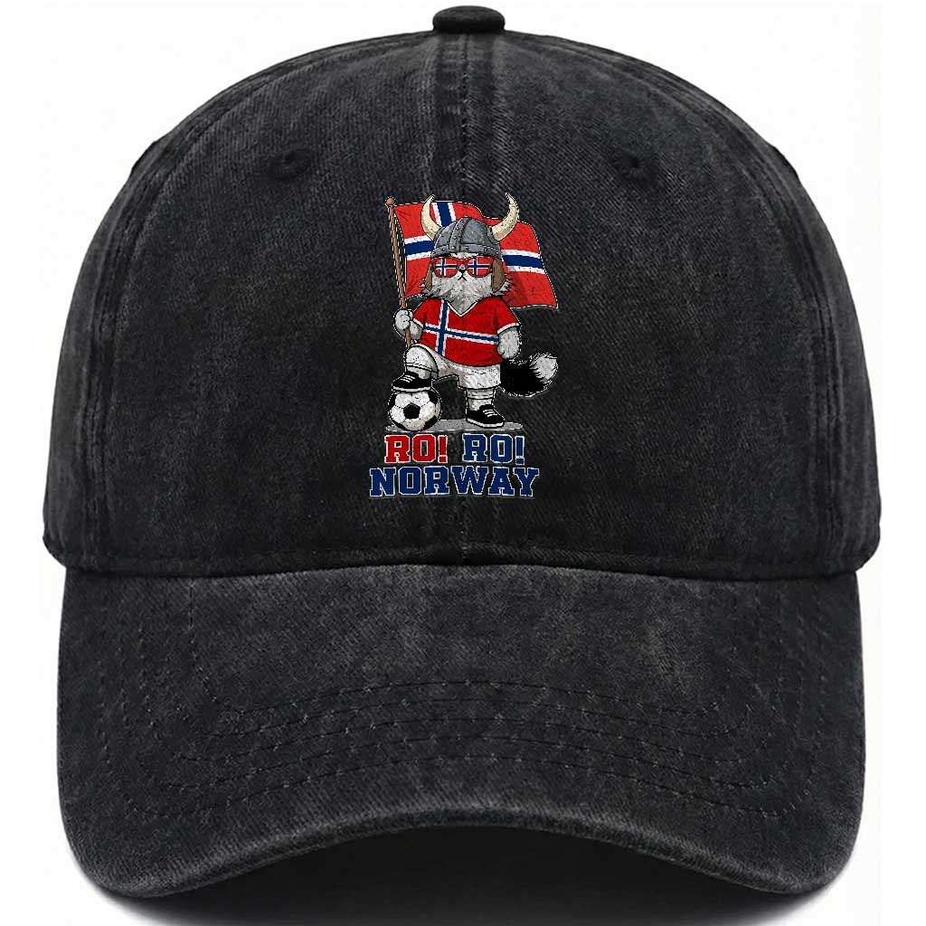 Ro Ro Norway Washed Cotton Baseball Cap Norwegian Pride Cat Lover Norway Flag Gift TS12 Print Your Wear