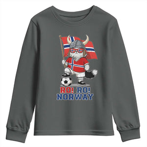 Ro Ro Norway Youth Sweatshirt Norwegian Pride Cat Lover Norway Flag Gift TS12 Dark Heather Print Your Wear