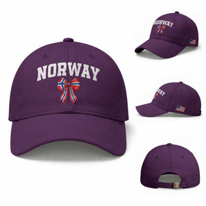 Norwegian Girl Coquette Bow Baseball Cap Norway Flag Pride Gift TS12 Baseball Cap Universal Fit Purple Print Your Wear