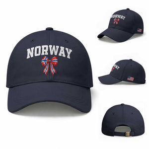 Norwegian Girl Coquette Bow Baseball Cap Norway Flag Pride Gift TS12 Baseball Cap Universal Fit Navy Print Your Wear