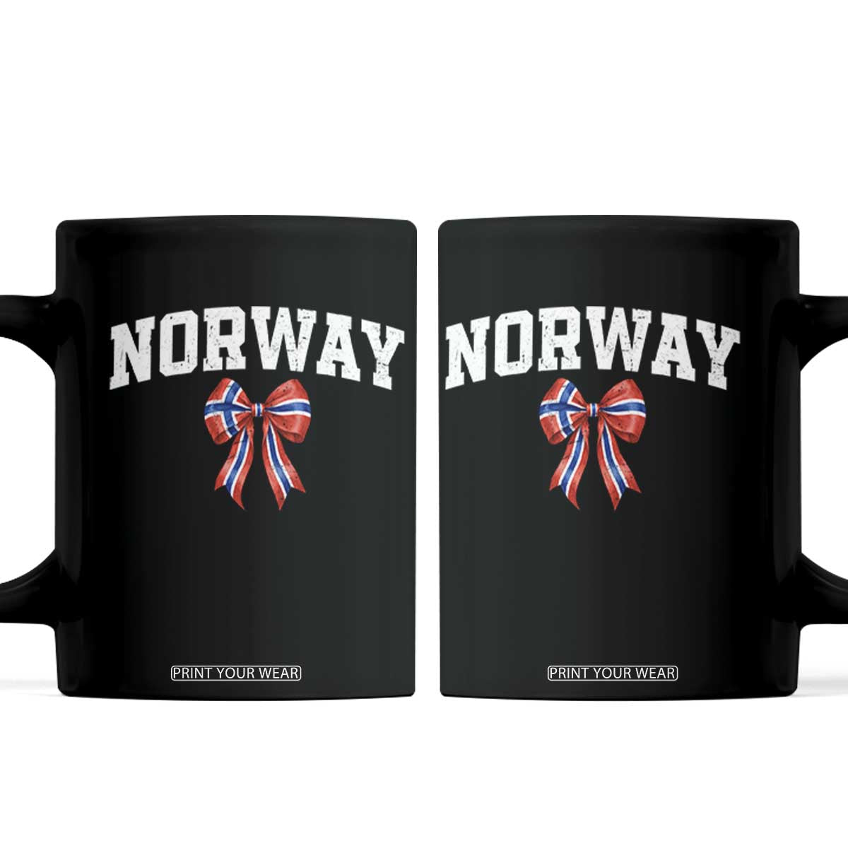 Norwegian Girl Coquette Bow Coffee Mug Norway Flag Pride Gift TS12 Black Print Your Wear