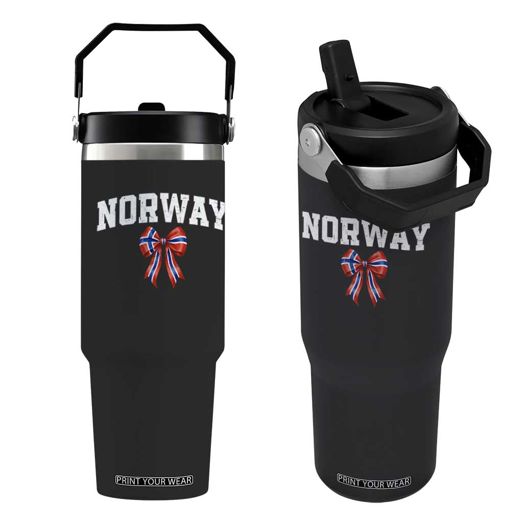 Norwegian Girl Coquette Bow Flip Straw Tumbler Norway Flag Pride Gift TS12 One Size: 30 oz Black Print Your Wear