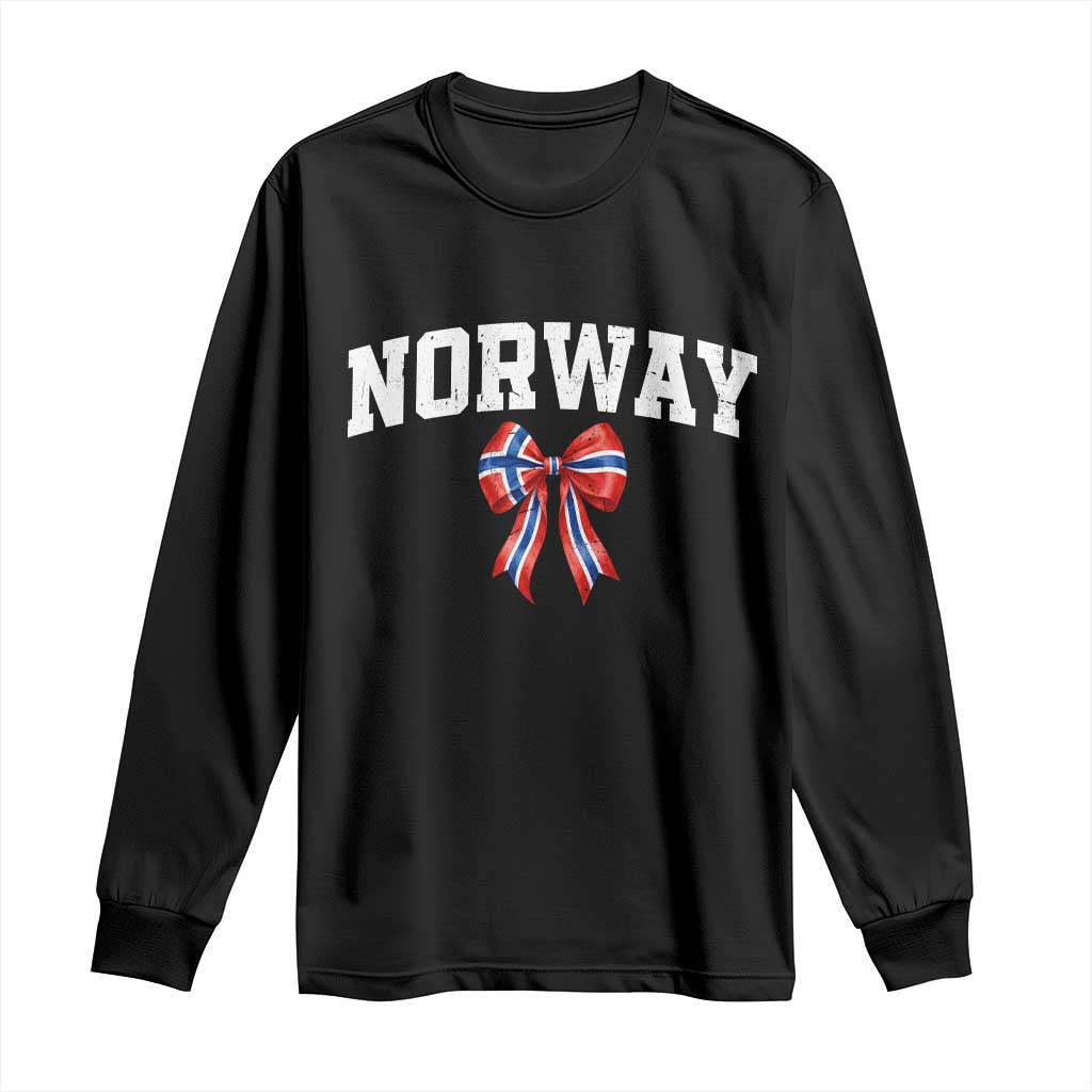 Norwegian Girl Coquette Bow Long Sleeve Shirt Norway Flag Pride Gift TS12 Black Print Your Wear