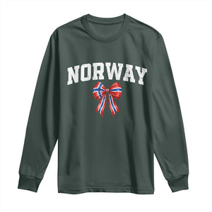 Norwegian Girl Coquette Bow Long Sleeve Shirt Norway Flag Pride Gift TS12 Dark Forest Green Print Your Wear