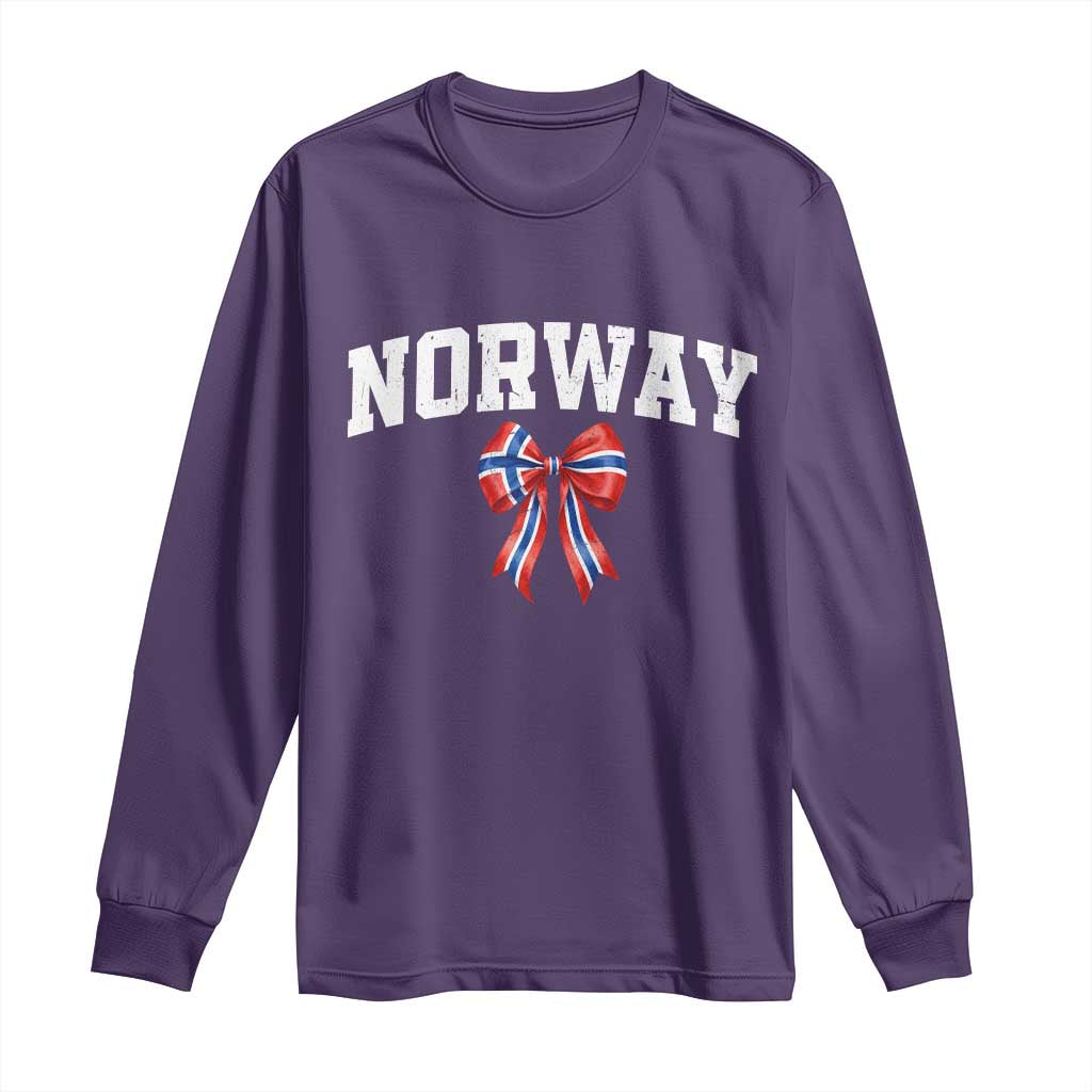 Norwegian Girl Coquette Bow Long Sleeve Shirt Norway Flag Pride Gift TS12 Purple Print Your Wear