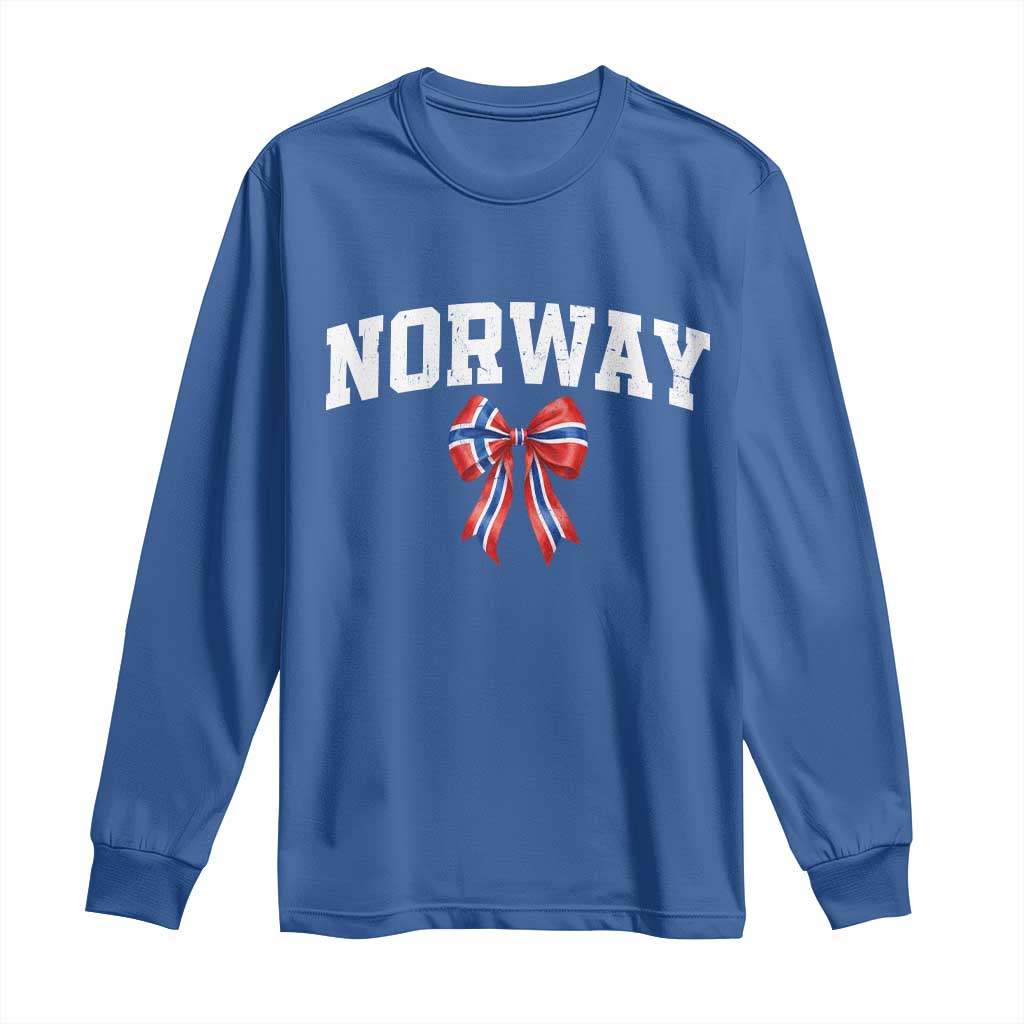 Norwegian Girl Coquette Bow Long Sleeve Shirt Norway Flag Pride Gift TS12 Royal Blue Print Your Wear