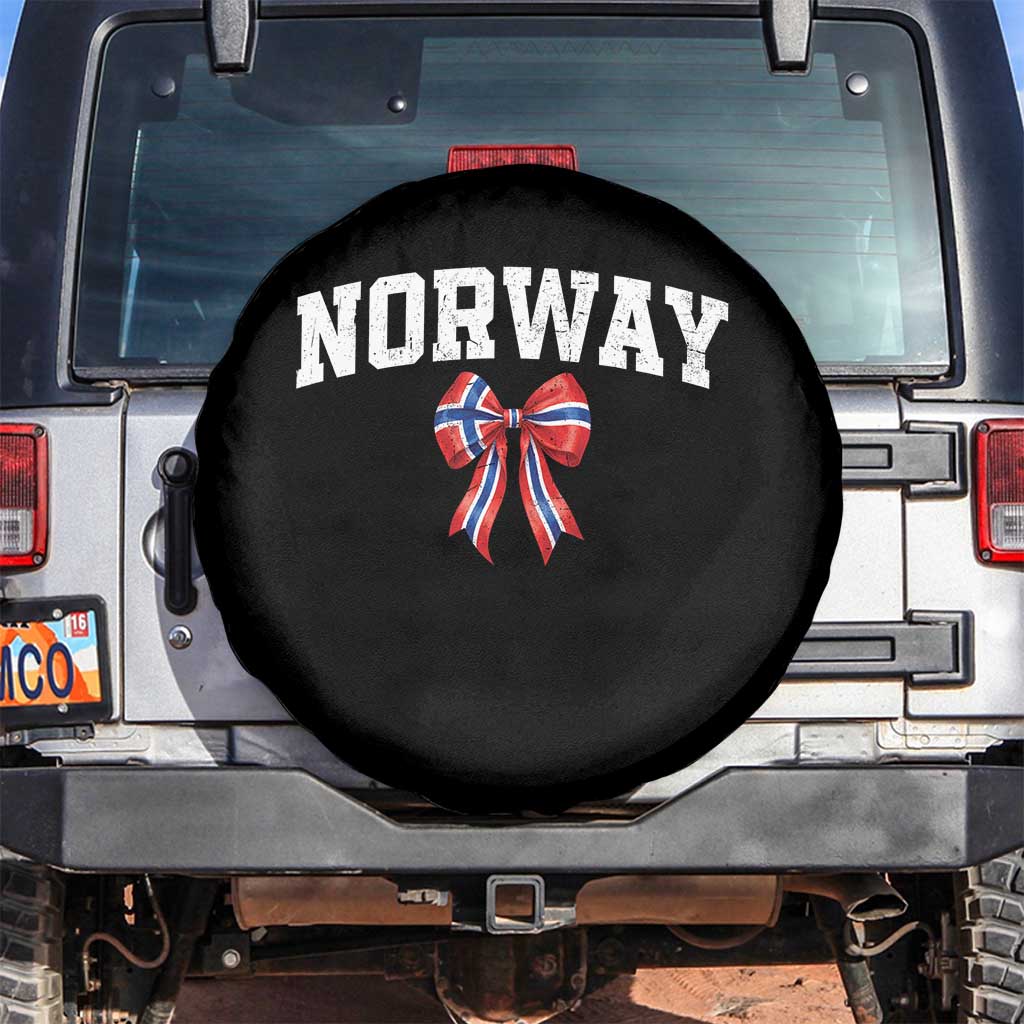 Norwegian Girl Coquette Bow Spare Tire Cover Norway Flag Pride Gift TS12 No hole Black Print Your Wear
