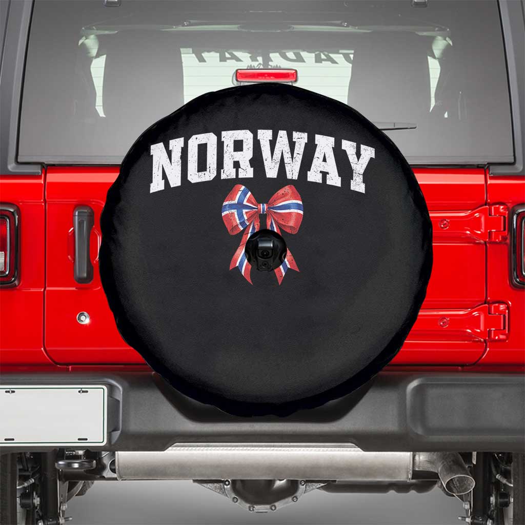 Norwegian Girl Coquette Bow Spare Tire Cover Norway Flag Pride Gift TS12 Black Print Your Wear