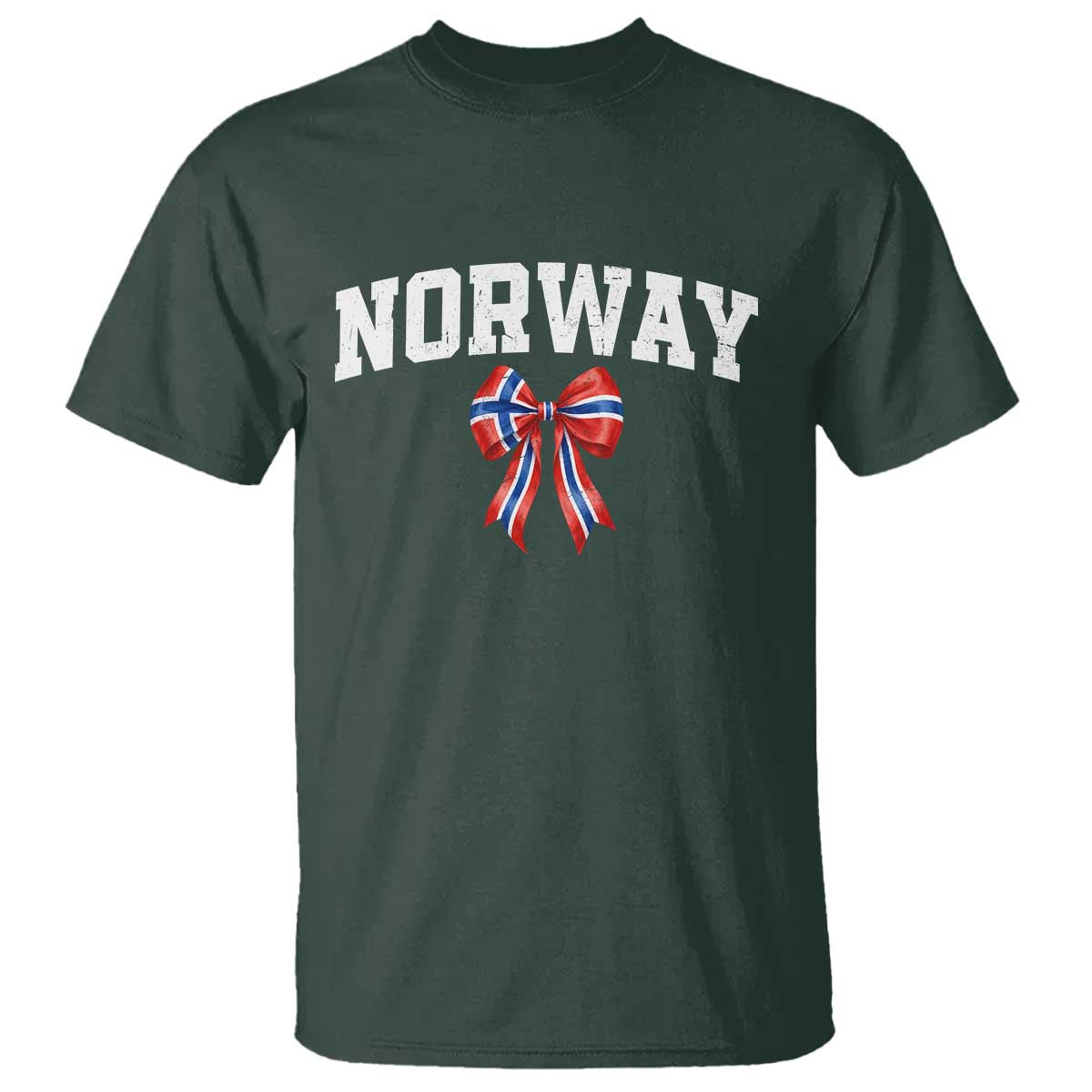 Norwegian Girl Coquette Bow T Shirt Norway Flag Pride Gift TS12 Dark Forest Green Print Your Wear