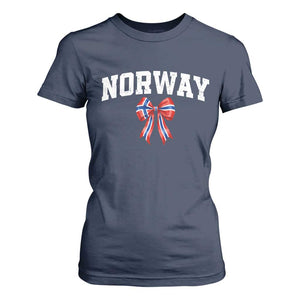 Norwegian Girl Coquette Bow T Shirt For Women Norway Flag Pride Gift TS12 Navy Print Your Wear