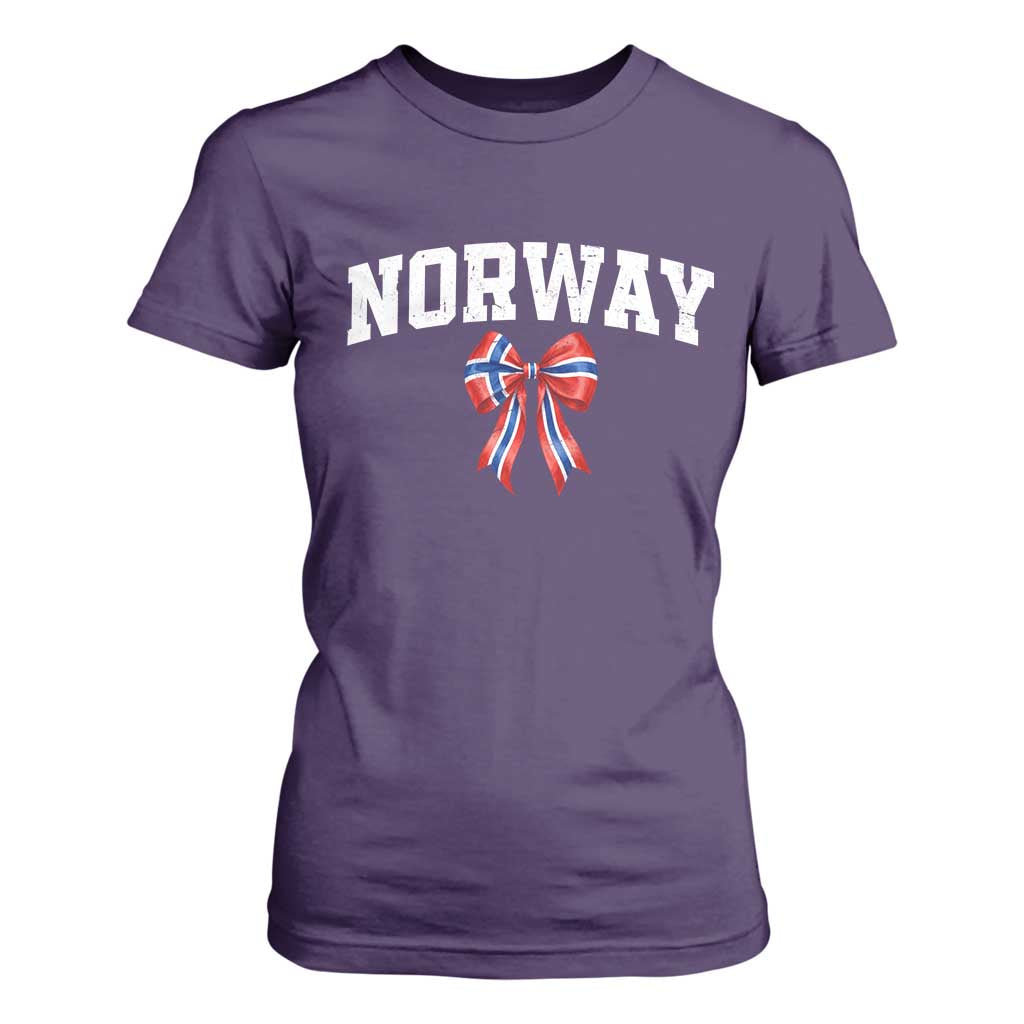 Norwegian Girl Coquette Bow T Shirt For Women Norway Flag Pride Gift TS12 Purple Print Your Wear