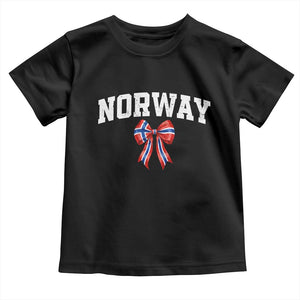 Norwegian Girl Coquette Bow Toddler T Shirt Norway Flag Pride Gift TS12 Black Print Your Wear