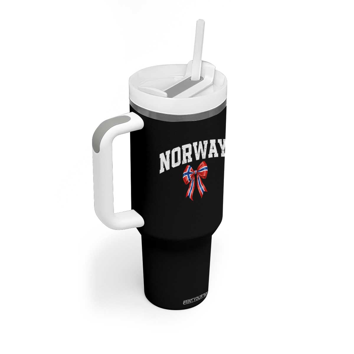Norwegian Girl Coquette Bow Tumbler With Handle Norway Flag Pride Gift TS12 Print Your Wear