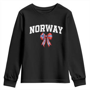 Norwegian Girl Coquette Bow Youth Sweatshirt Norway Flag Pride Gift TS12 Black Print Your Wear