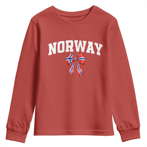 Norwegian Girl Coquette Bow Youth Sweatshirt Norway Flag Pride Gift TS12 Red Print Your Wear