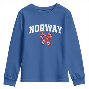 Norwegian Girl Coquette Bow Youth Sweatshirt Norway Flag Pride Gift TS12 Royal Blue Print Your Wear