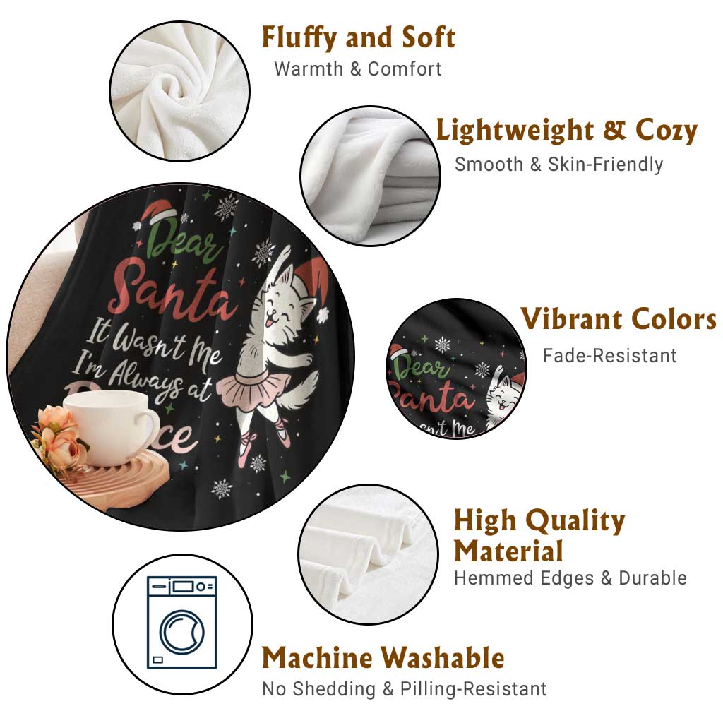 Funny Christmas Ballet Cat Lover Throw Blanket Dear Santa It Was Not Me TS12 Print Your Wear