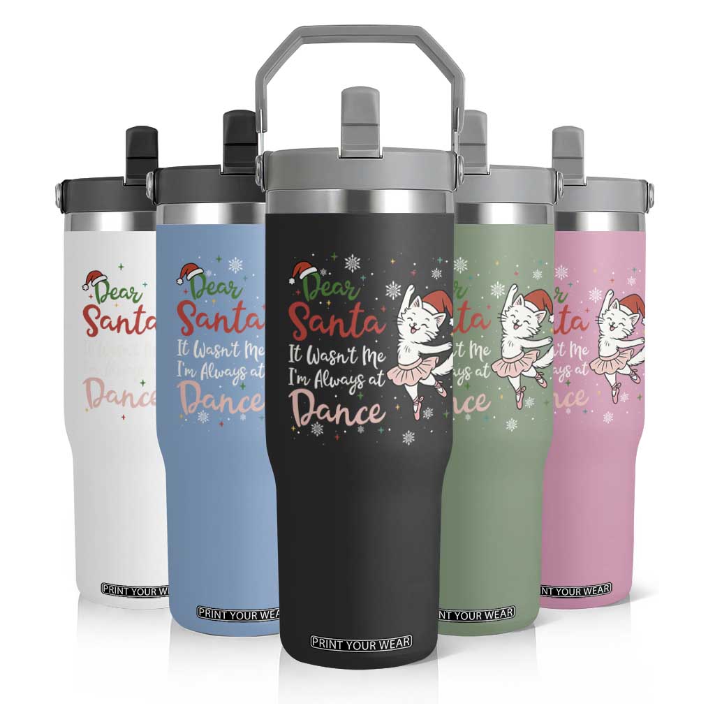Funny Christmas Ballet Cat Lover Flip Straw Tumbler Dear Santa It Was Not Me TS12 Print Your Wear