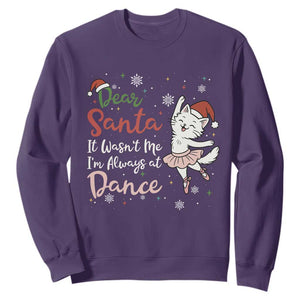 Funny Christmas Ballet Cat Lover Sweatshirt Dear Santa It Was Not Me TS12 Purple Print Your Wear