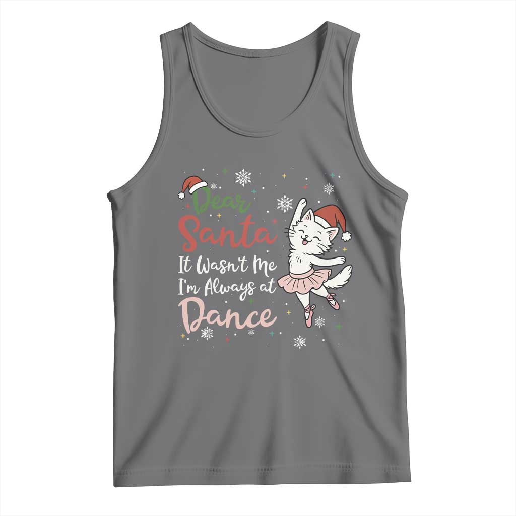 Funny Christmas Ballet Cat Lover Tank Top Dear Santa It Was Not Me TS12 Black Heather Print Your Wear