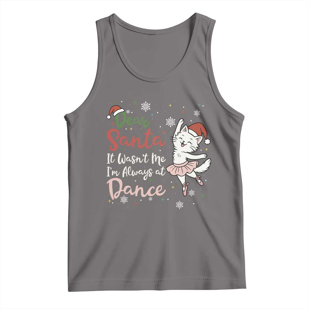 Funny Christmas Ballet Cat Lover Tank Top Dear Santa It Was Not Me TS12 Deep Heather Print Your Wear