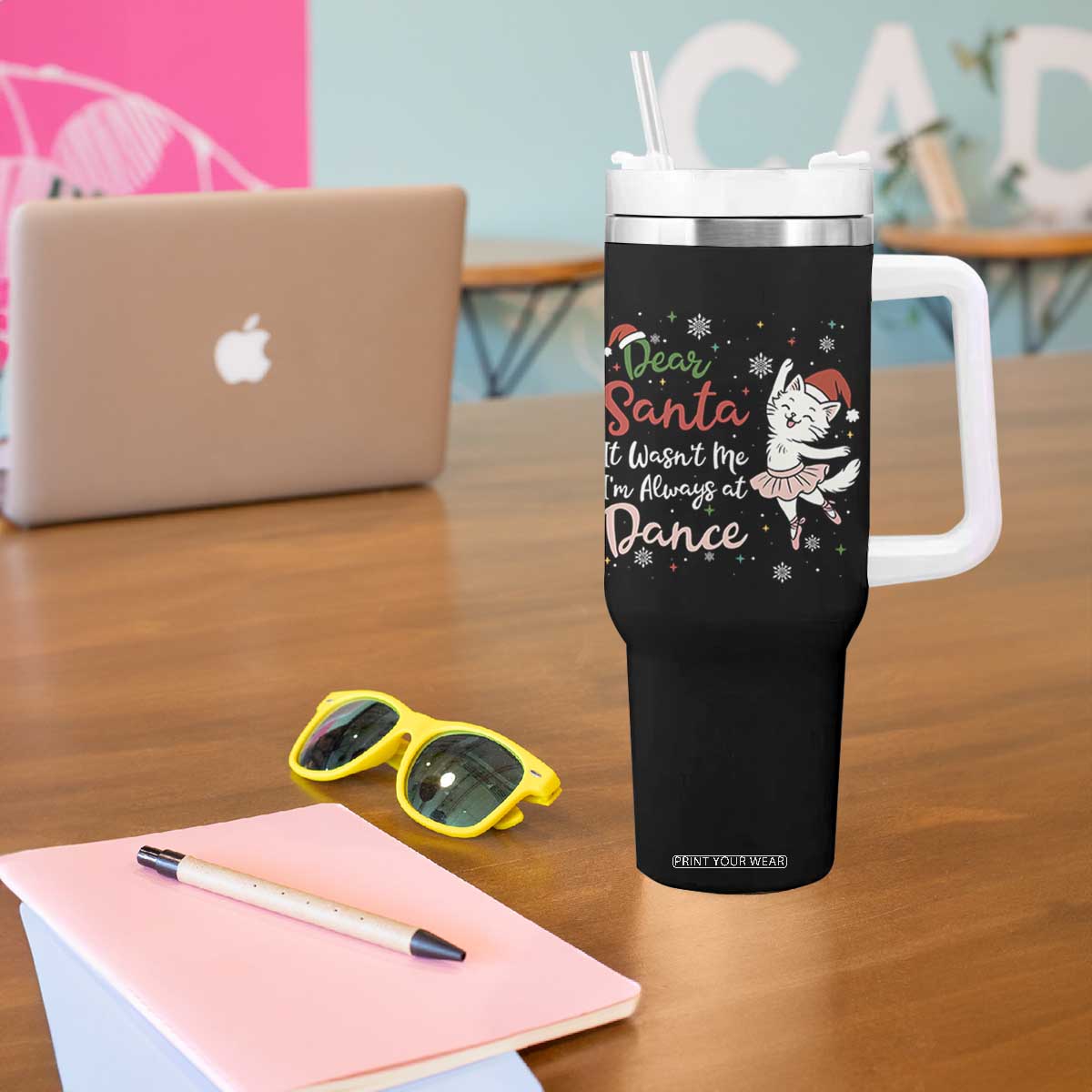 Funny Christmas Ballet Cat Lover Tumbler With Handle Dear Santa It Was Not Me TS12 Print Your Wear