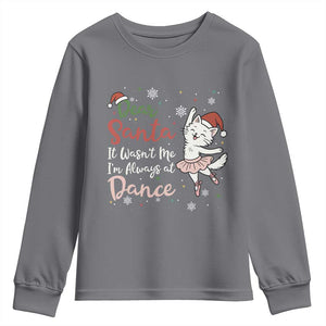 Funny Christmas Ballet Cat Lover Youth Sweatshirt Dear Santa It Was Not Me TS12 Charcoal Print Your Wear