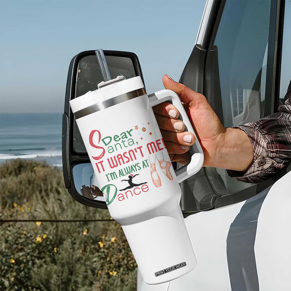 Funny Christmas Ballet Dancer Gift Tumbler With Handle Dear Santa It Was Not Me TS12 Print Your Wear