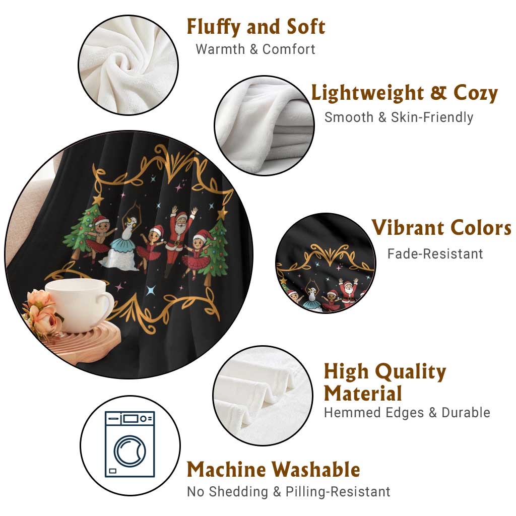 Ballet Lover Christmas Throw Blanket Funny Gingerbread Santa Snowman Dance TS12 Print Your Wear