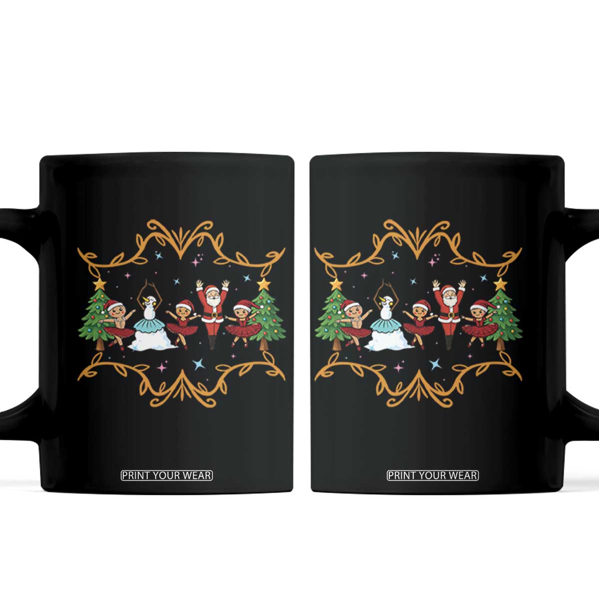 Ballet Lover Christmas Coffee Mug Funny Gingerbread Santa Snowman Dance TS12 Black Print Your Wear