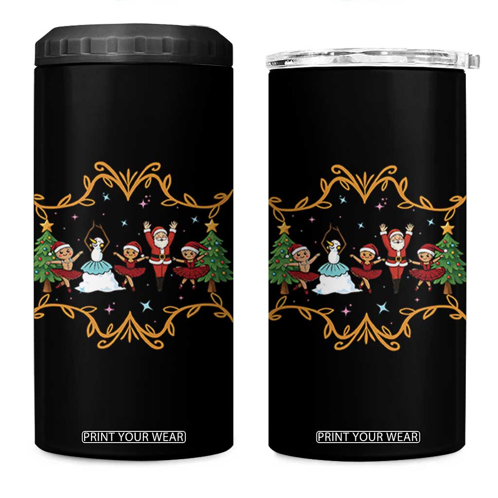 Ballet Lover Christmas 4 in 1 Can Cooler Tumbler Funny Gingerbread Santa Snowman Dance TS12 One Size: 16 oz Black Print Your Wear