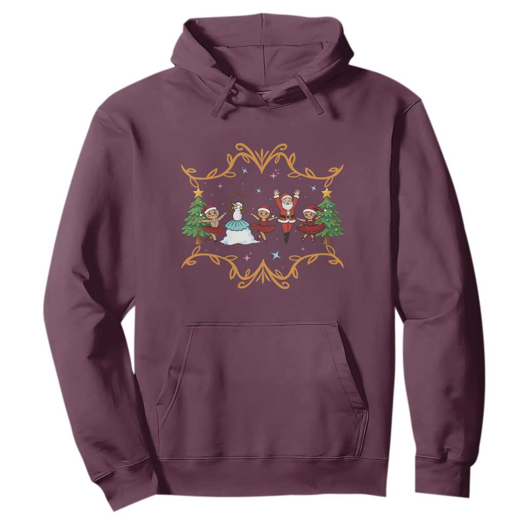 Ballet Lover Christmas Hoodie Funny Gingerbread Santa Snowman Dance TS12 Maroon Print Your Wear